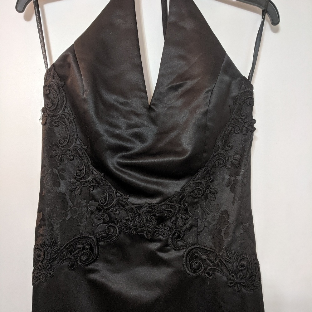 Floor Length Black Applique Dress